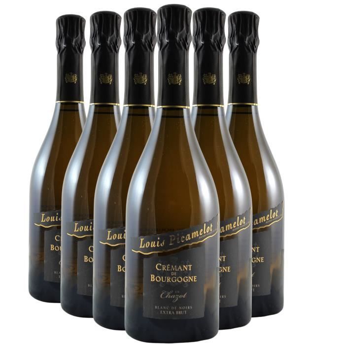 Crémant de Bourgogne Blanc de Noirs en Chazot Brut Blanc - Lot de 6x75cl - Louis Picamelot - Vin effervescent AOC Blanc de