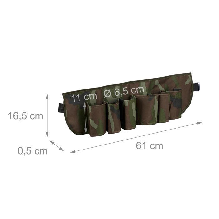 Cinturón portabotellas Relaxdays, para 6 latas o botellas, de 0,2 a 0,5 l, diseño de camuflaje, tamaño ajustable, verde/marrón