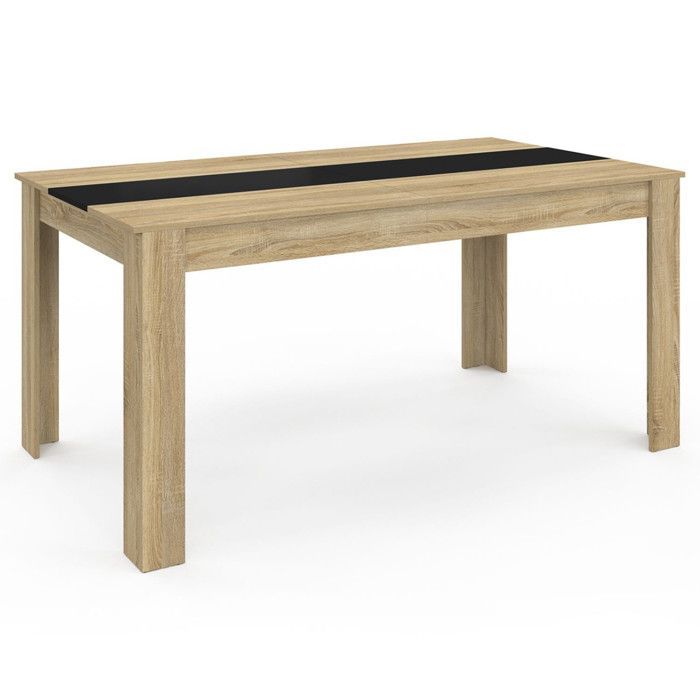 Vaste rechthoekige eettafel - IDMARKET - GEORGIA - Hout en zwart - 8 personen - 160 cm