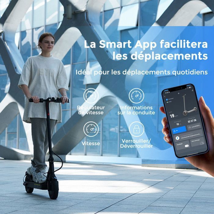 Trottinette Electrique Pliable iScooter E9 pour Adulte et Ados, Autonomie 30KM, Moteur 350W, Batterie 7.5Ah, Pneus 8.5