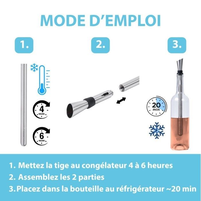 Durandal Magic Chiller®| Rafraîchisseur de vin express en inox avec bec verseur et aérateur, refroidit vos vins sans les diluer