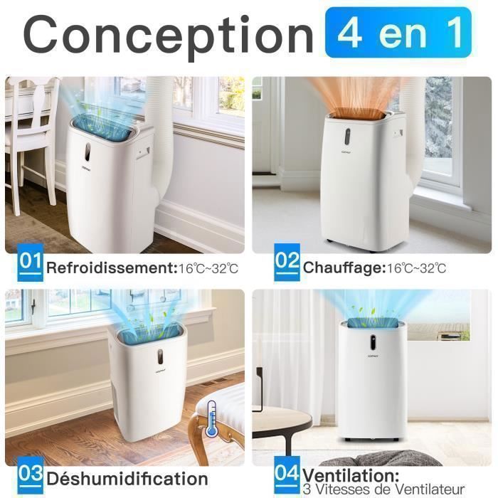 Aire acondicionado portátil 5 en 1 (refrigeración/calefacción) - 14000 BTU 4.1 kW R290 COSTWAY - Controlado por aplicación - Deshumidificador - Temporizador de 24 horas - Pantalla LED