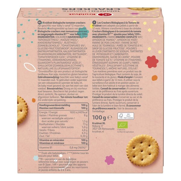 Kruidvat 12+M Organski paradižnikov krekerji<br>100g