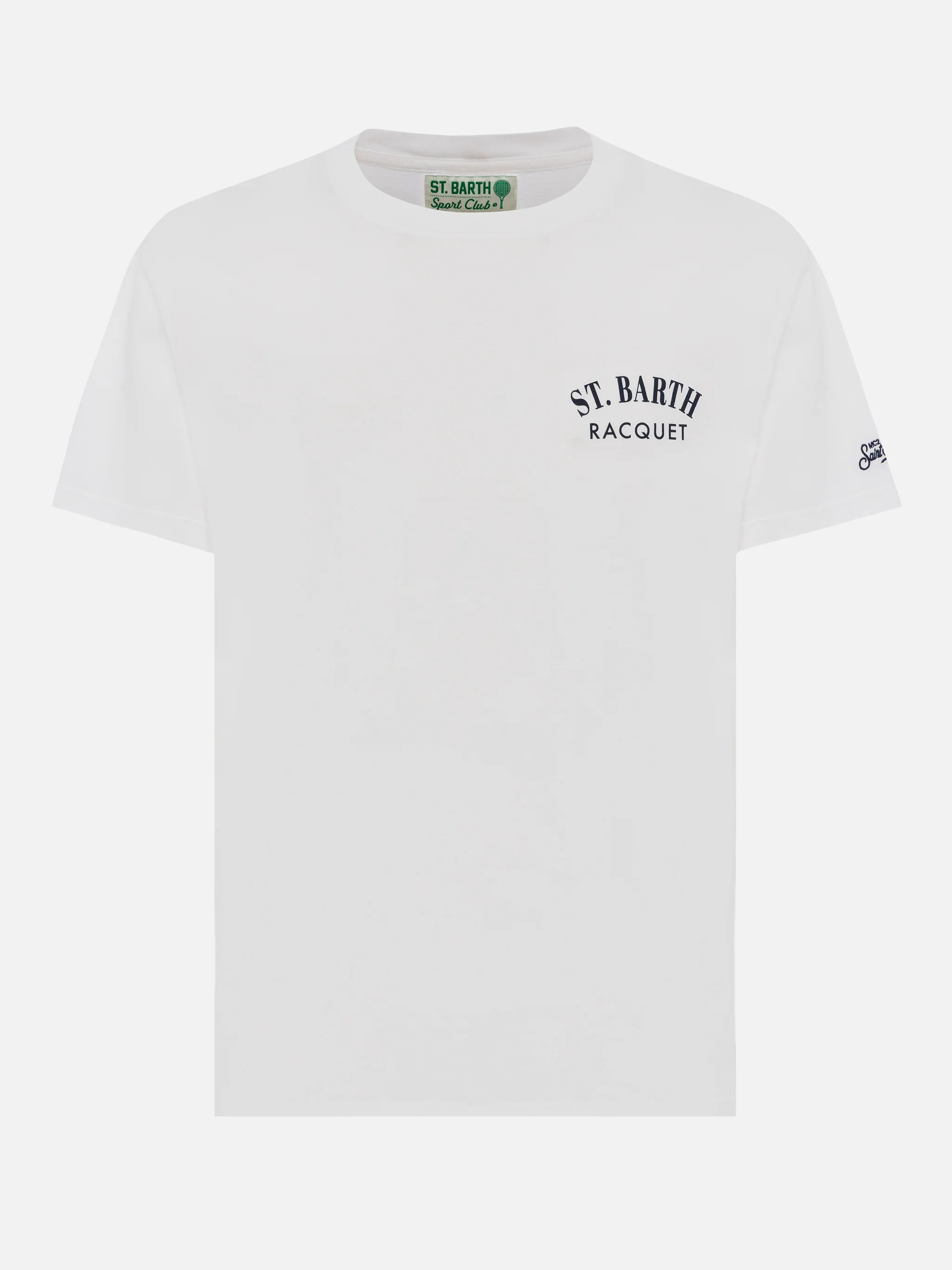 T-shirt voor heren van biologisch katoen met print van een Saint Barth tennisracket.