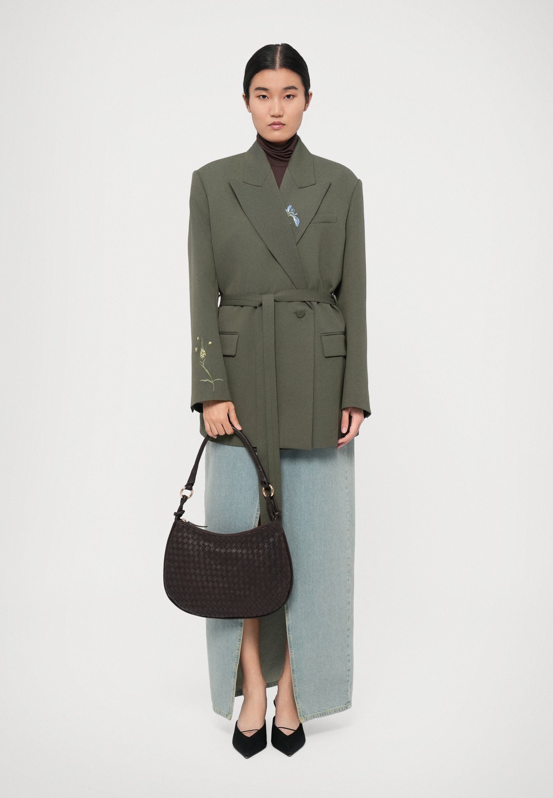 Rodebjer STAND EMBROIDERY - Blazer - dunkles Moos