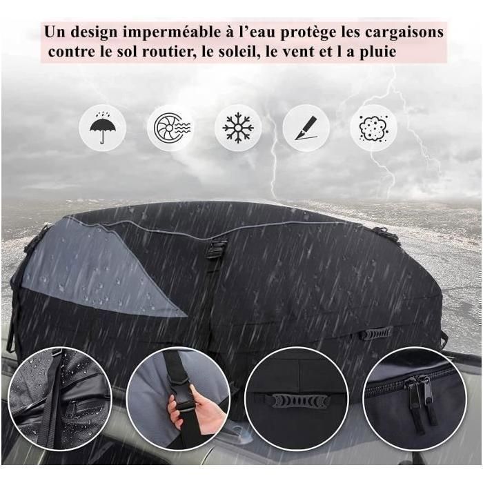 MOONMINI Car Roof Bag 105x80x43CM 1000D Oxford Fabric and PVC - Weatherproof Soft Roof Box for Travel