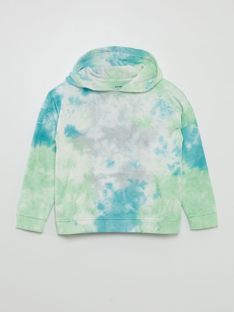 Sudadera con capucha teñida con la técnica tie-dye - VERDE