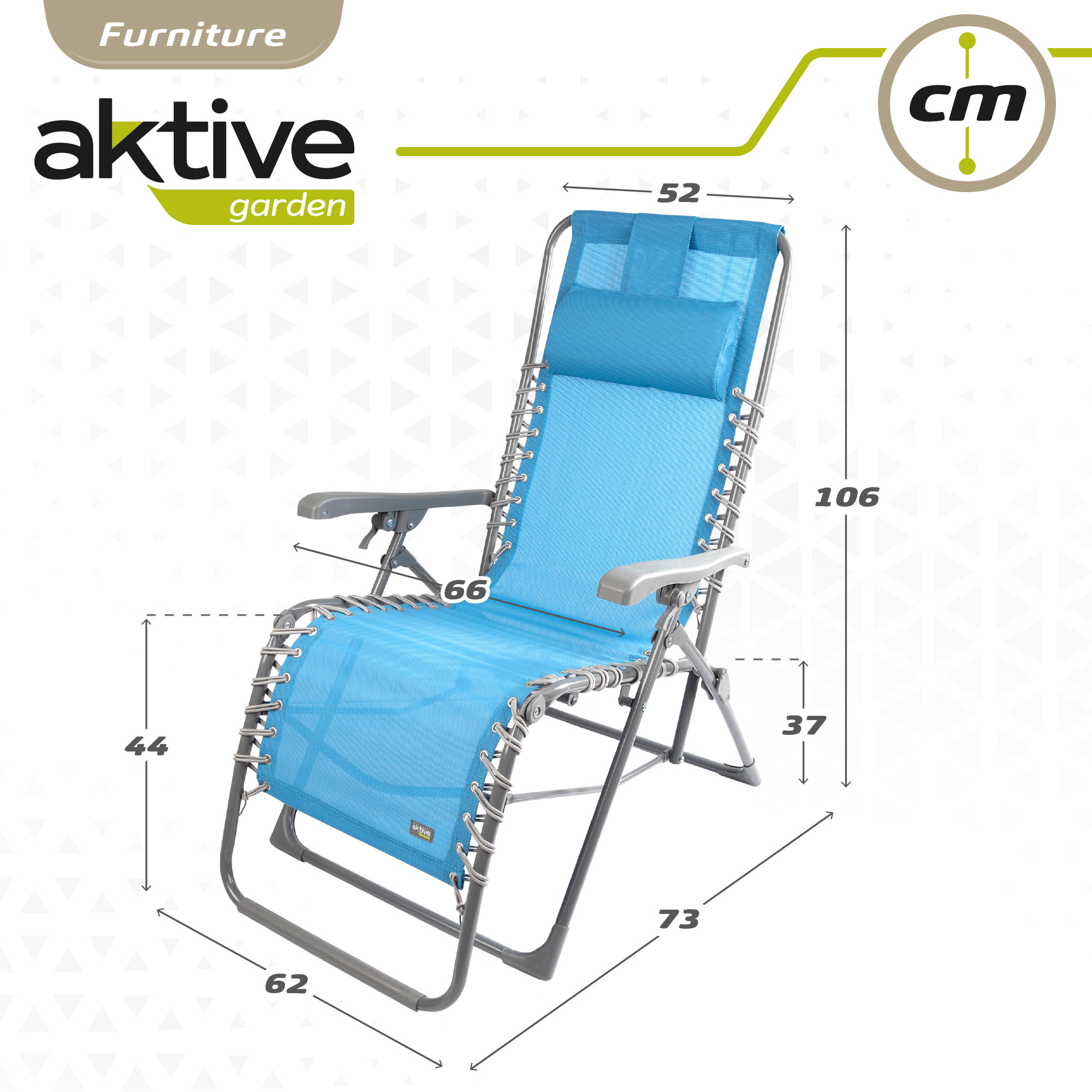  Cadeira de descanso dobrável de gravidade zero com almofada Aktive