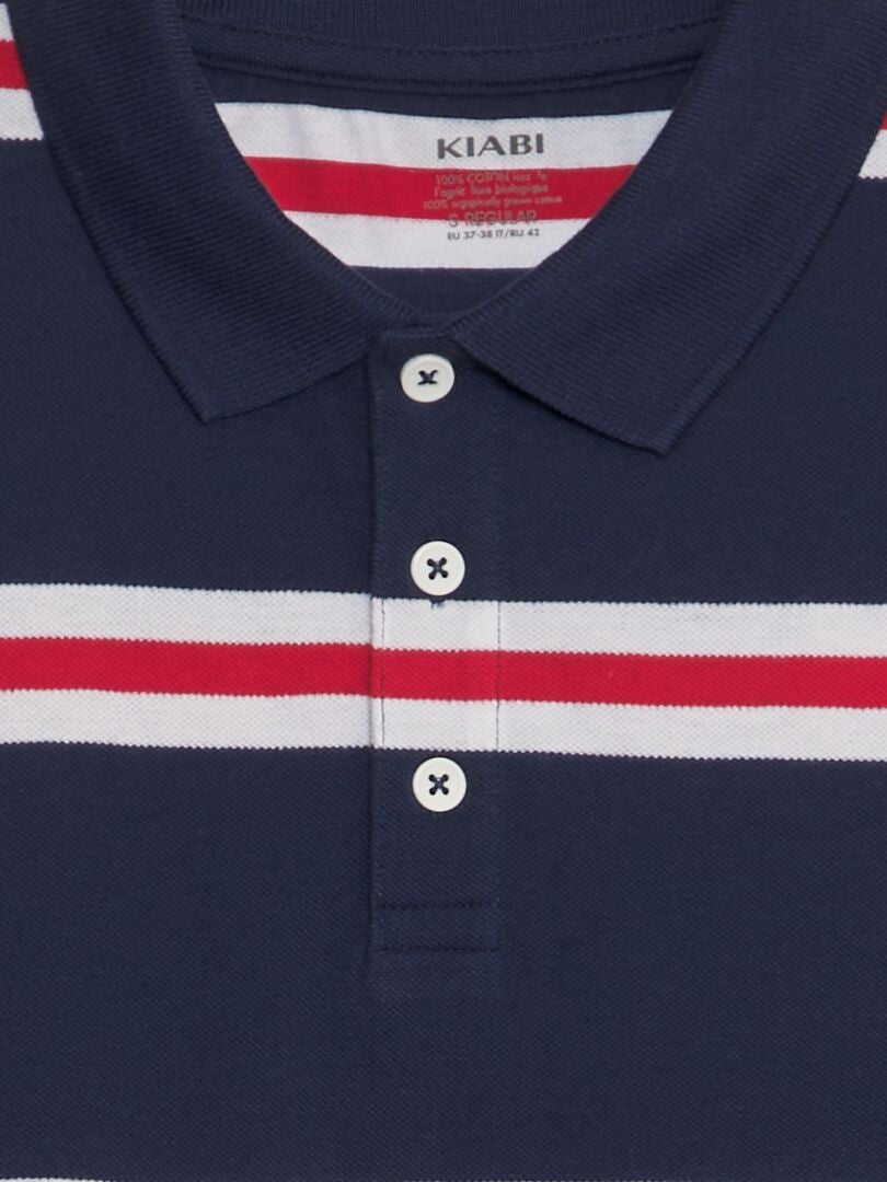 Gestreept poloshirt van katoenen piqué - ZWART