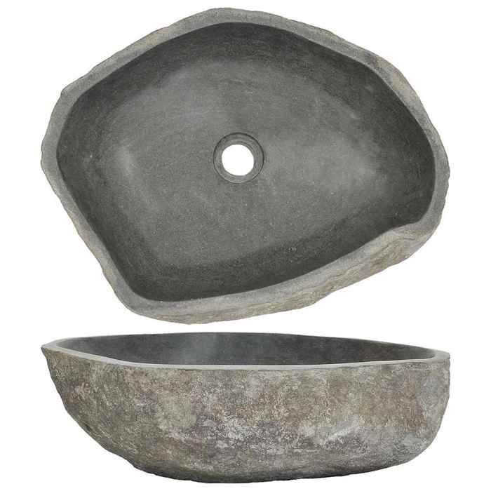 vidaXL Oval River Stone Washbasin, Hand Basin, Countertop Washbasin for Toilet, Bathroom, Home, 242668
