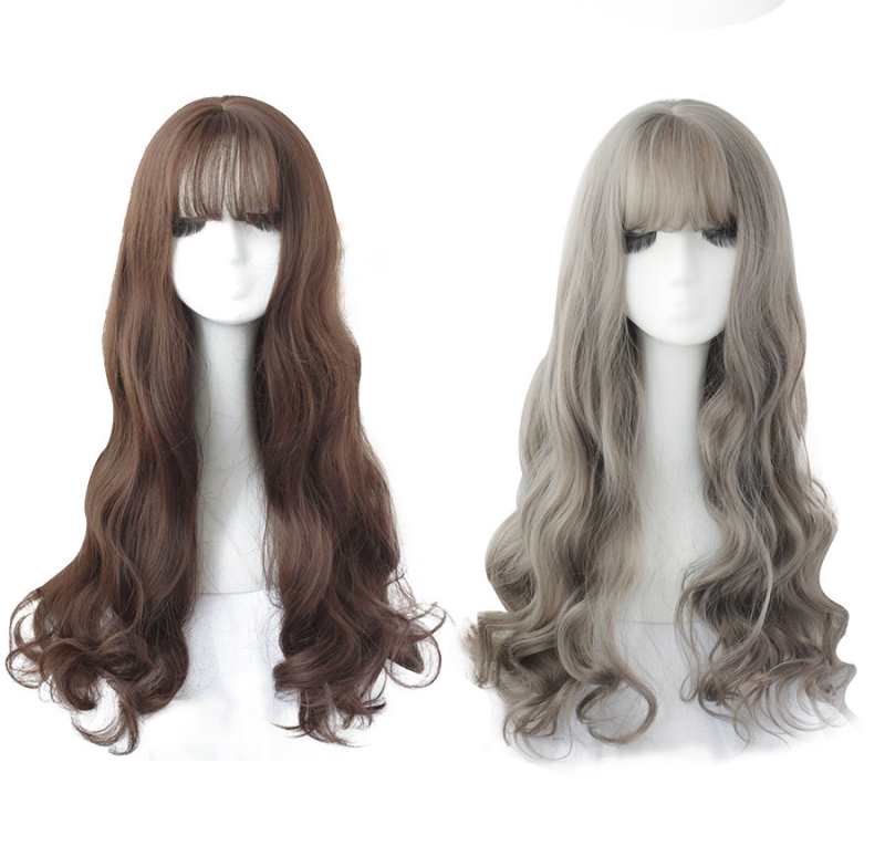 Long Omber Wigs Light Black Blonde Deep Wave Wigs with Bangs for Women Noble Fashion Brown Cosplay Lolita Wig Wholesale