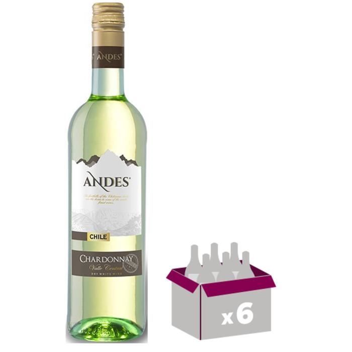 Andes Valle Central 2024 Chardonnay - Vin blanc du Chili x6