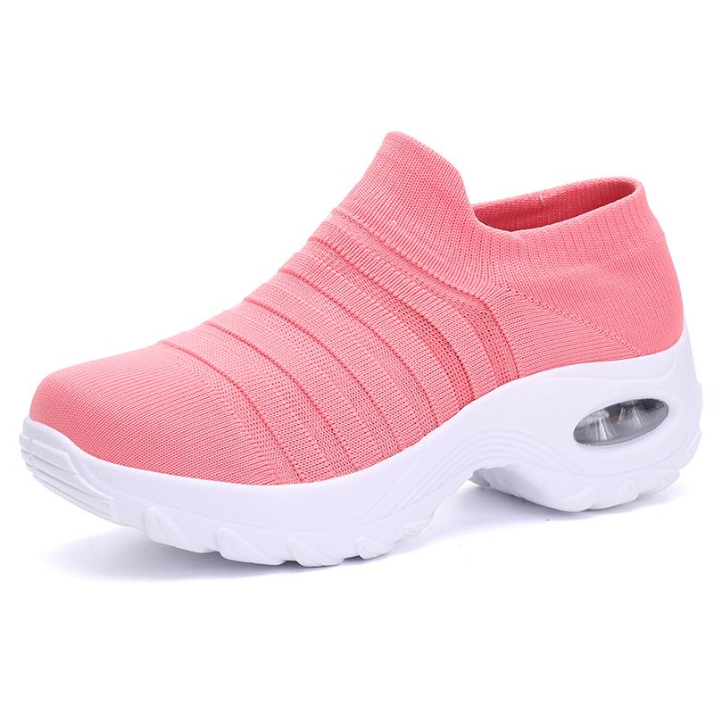 Baskets à plateforme à coussin d'air pour femmes, mocassins, chaussures chaussettes en maille, baskets montantes respirantes et confortables, grandes tailles