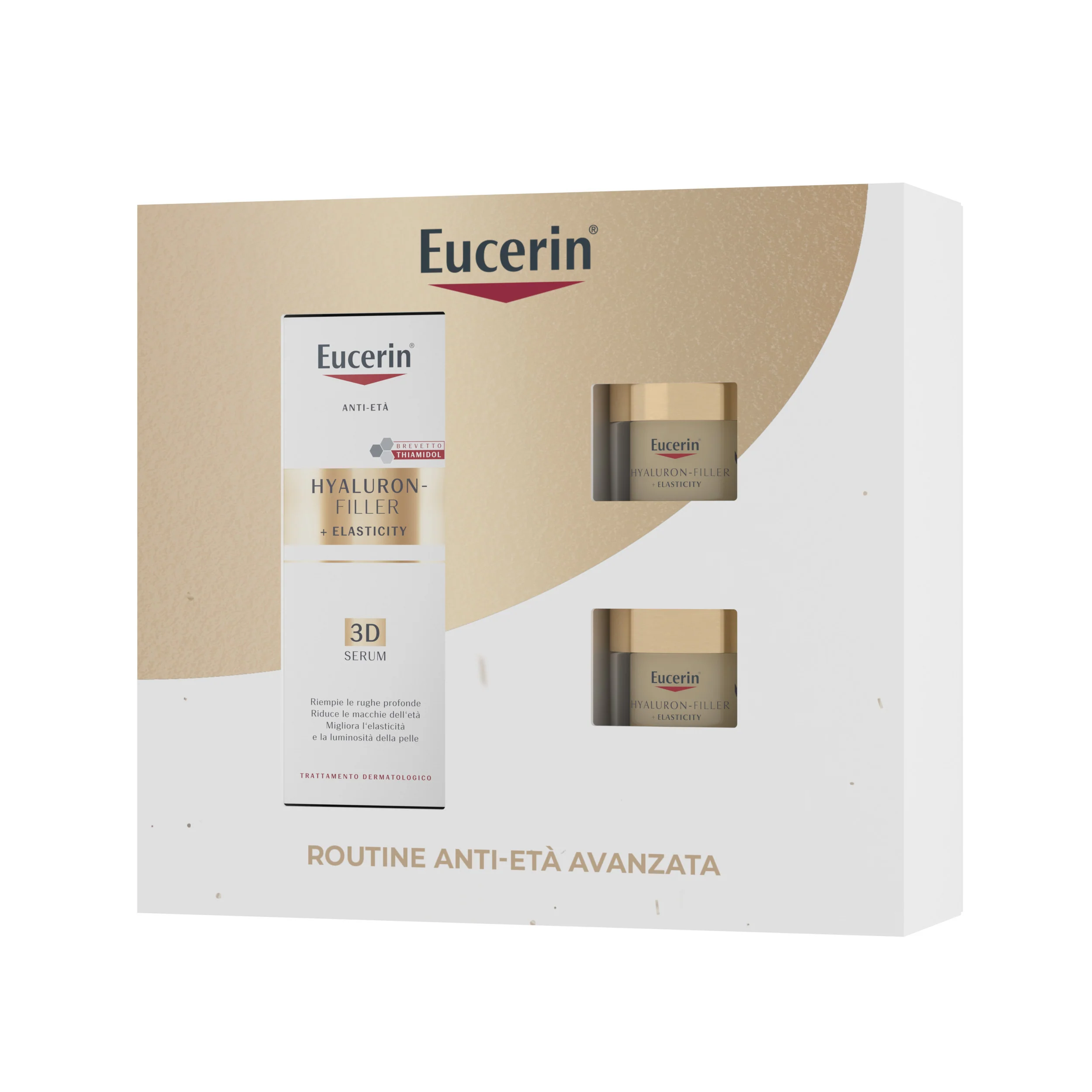 Hyaluron-Filler + Elasticity XMAS PACK ELASTICITY (3D Serum + Mini Crema giorno SPF15 + Mini Crema notte) - Cofanetto Lifting, Siero viso lifting