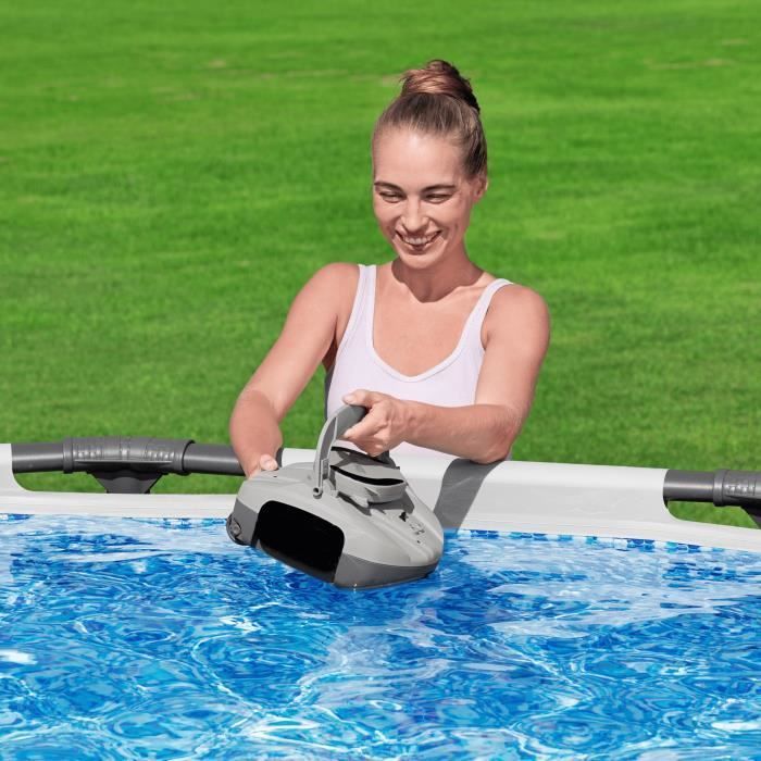 Kit Piscine hors sol tubulaire BESTWAY - Steel Pro Max - 422 x 201 x 122 cm - Rectangulaire + Robot piscine Quartz