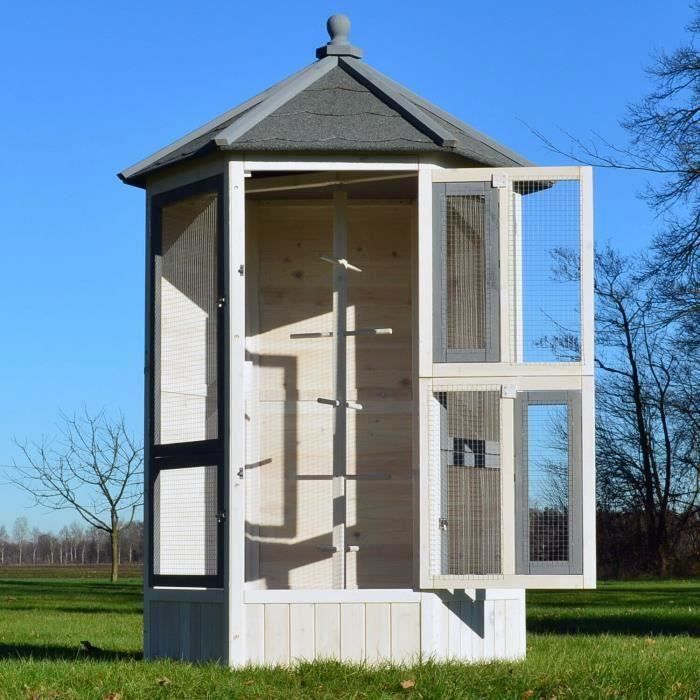Volière Cage à oiseaux en bois de haute qualité 100 x 180 x 100 cm –Modèle ‘’Luise 309’’