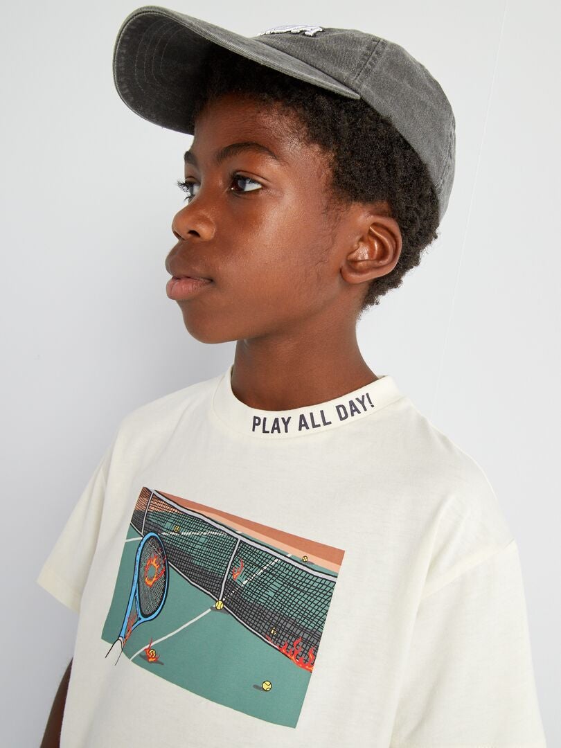 Camiseta de tênis de manga curta - BEGE