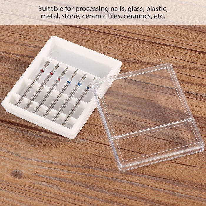 SALALIS 6PCS Nail Drill Bits File Grinding Head Set Electric Manicure Pedicure Nail Art Hygiene Kit