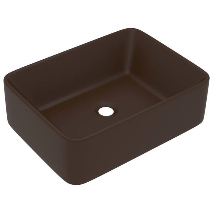 vidaXL Luxury Washbasin, Countertop Toilet Sink, Bathroom Hand Basin, Cosmetic Room Rectangular, Matte Dark Brown 147050