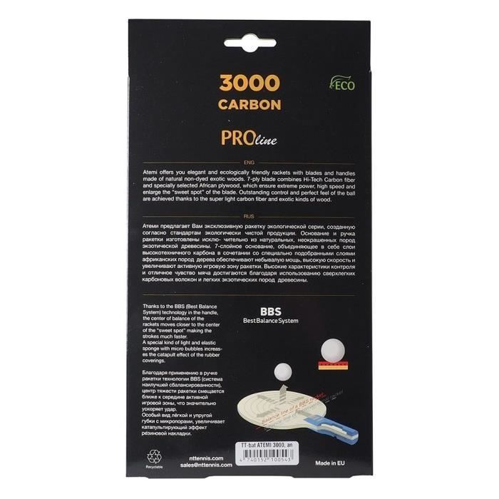 Racchette da tennis anatomiche ATEMI 3000 Pro Carbon, nere e rosse - Adulti