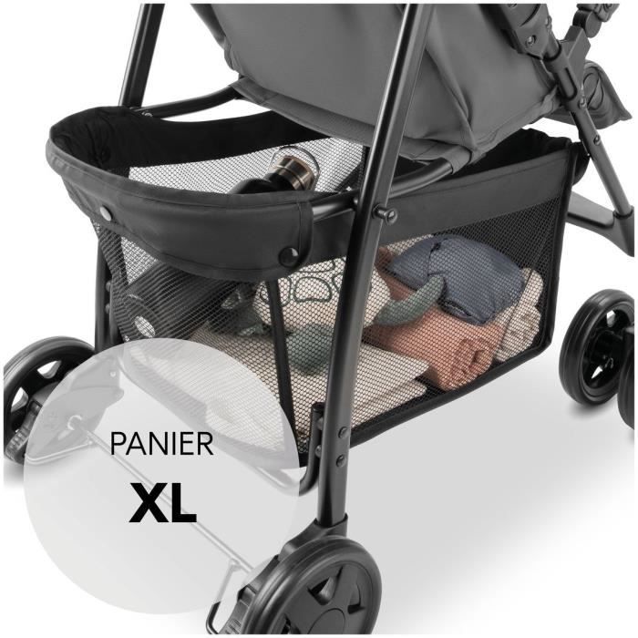 HAUCK - Poussette canne - SPORT - Pliable & inclinable - Capote Pare-Soleil - 4 roues - Gris