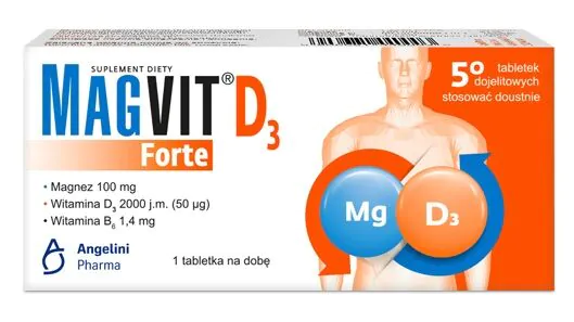 Magvit Forte D3, Suplement diety z magnezem oraz witaminami B6 i D, Tabletki