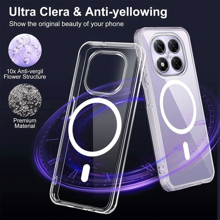 Capa magnética + 2 protetores de tela de vidro temperado para Xiaomi Redmi Note 15 Pro Plus 5G - Resistente a impactos e arranhões