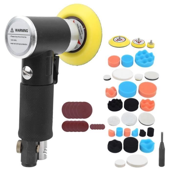 YOSOO Ponceuse à air pneumatique 48pcs Ponceuse à Air Ponceuse de Polissage de Cirage de Voiture Pneumatique Excentrique Noire