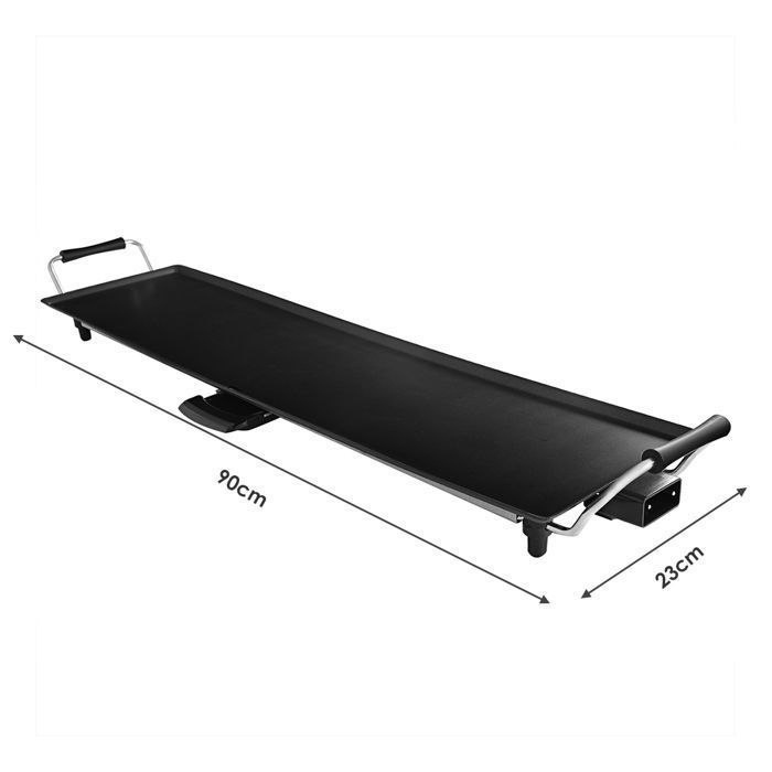 Plancha Electrique Antiadhésive COSTWAY-1800W-90 x 23 CM-Thermostat Adjustable-Tiroir Collecteur d’Huile-Conduction Thermal Rapide
