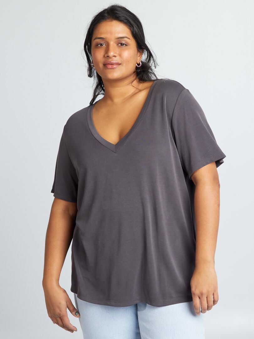 Camiseta de manga curta elástica - PRETA