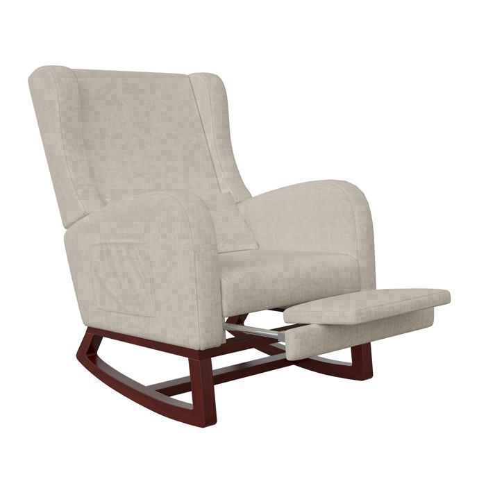 Mecedora - RWUDV - Terciopelo beige - Reposapiés retráctil - Bolsillo lateral - Máximo confort
