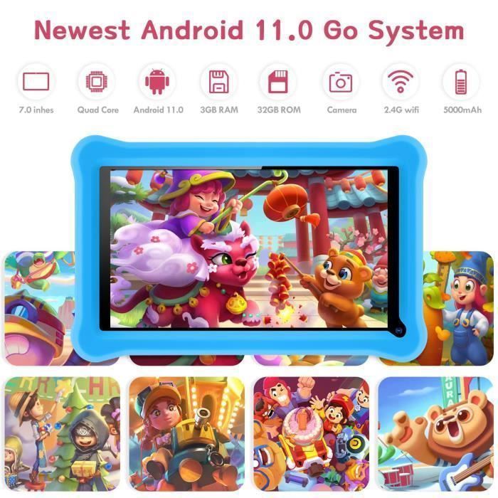Tablet infantil SANNUO de 7 polegadas - 8 GB de RAM - 64 GB de ROM - Android 11 - Azul