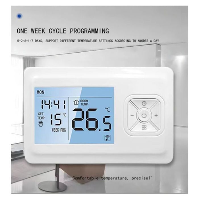 Thermostat Connecté sans Fil, Thermostat Connecte et Intelligent WiFi, Programmable Thermostat Chaudiere Gaz, Commande Vocale