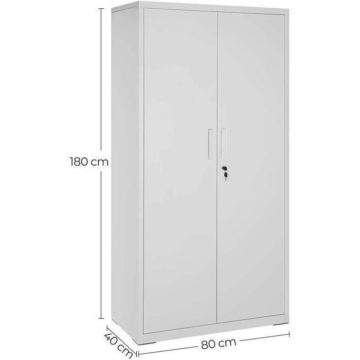 Armario de almacenamiento de acero - SONGMICS - Doble puerta - 5 estantes - Gris