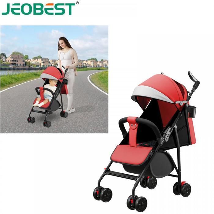 Carrinho de Bebê Compacto JEOBEST com Almofadas de Algodão, Mosquiteiros, Porta-Copos e Capota