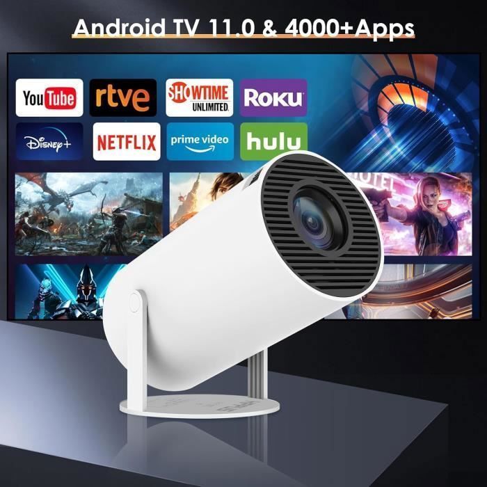 Mini proyector portátil Bluetooth para coche, proyector de vídeo inteligente 4K Full HD de 12000 lúmenes compatible, con Wifi 6, Bt 5.0, parte trasera [H179]