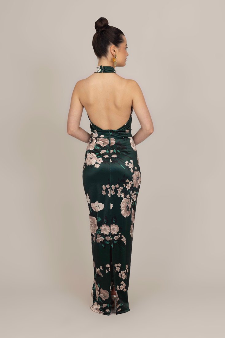 WAL G PETITE ABIGAIL HALTERJURK - Cocktailjurk / Feestjurk - bosgroene print
