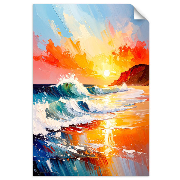 Naklejka samoprzylepna do salonu Feeby Morze Plaża Zachód słońca 20x30