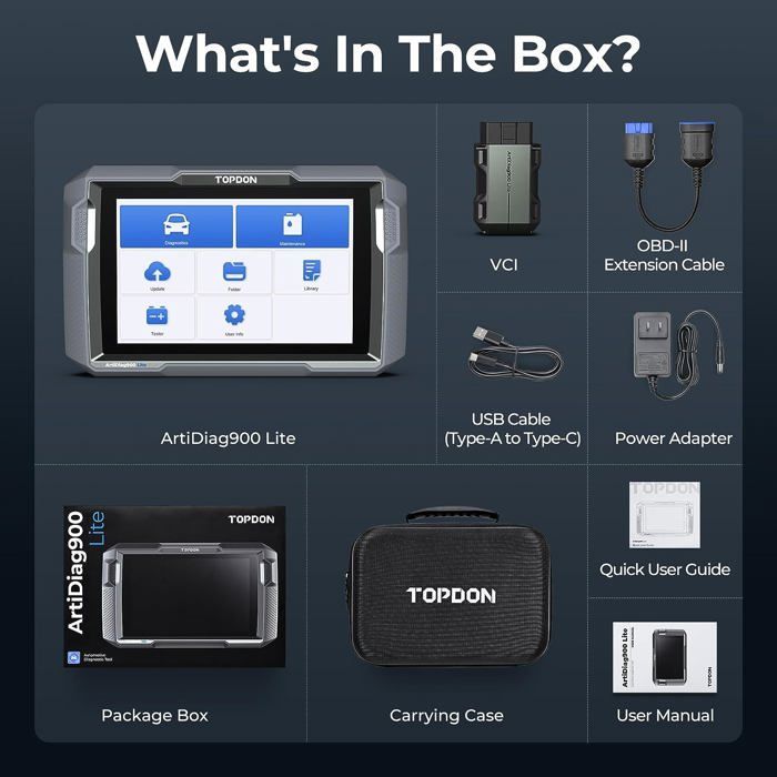 TOPDON ArtiDiag900 Lite Outil de diagnostic bidirectionnel OBD2 Scanner Outil de diagnostic auto pour Tous les systèmes