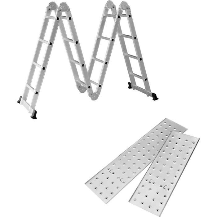 Escalera multifuncional - Aluminio - 4 x 4 - Carga máxima 150 kg - Altura máxima 4,7 m - Plegable