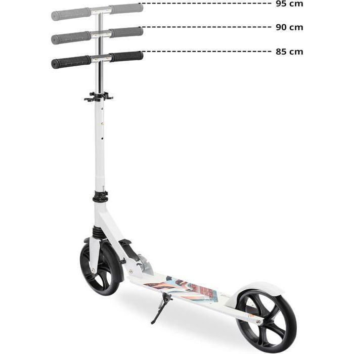 Children's Scooter 100kg max - HYPERMOTION - Winter Fox - Foldable - Adjustable Handlebar 85-95cm - ABEC 7