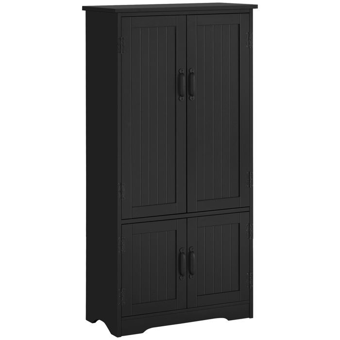 Aparador de cocina - HOMCOM - mueble contemporáneo multifuncional con 2 armarios y 3 estantes - MDF - 60x30x123cm - negro