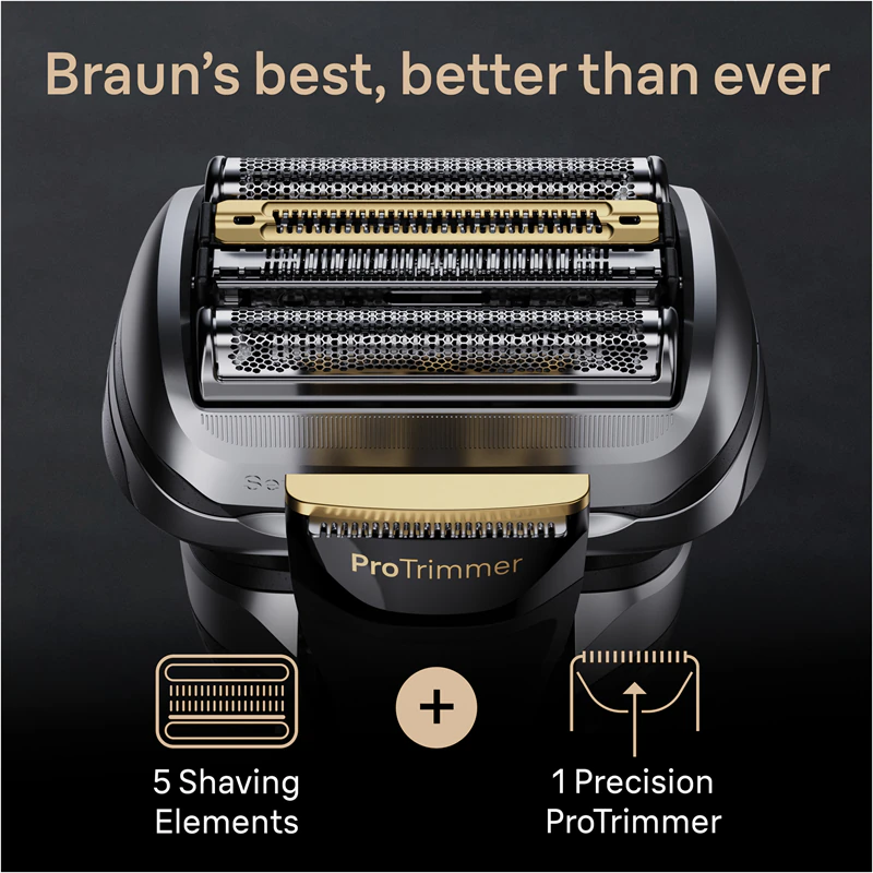 Barbeador elétrico Braun Series 9 PRO+ 9567cc com estação de limpeza e carregamento.