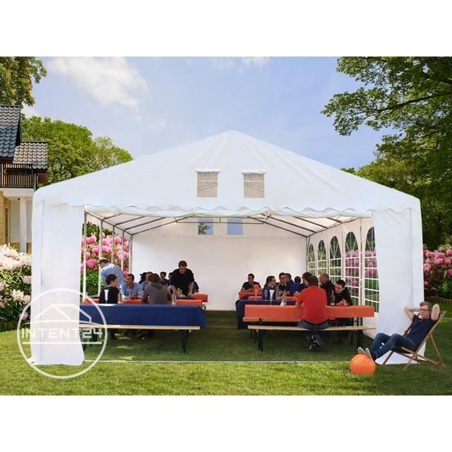 Tenda a baldacchino XXL 5x10 m, gazebo, tenda per feste, Toolport, PVC ignifugo, H. 2,6 m, bianca