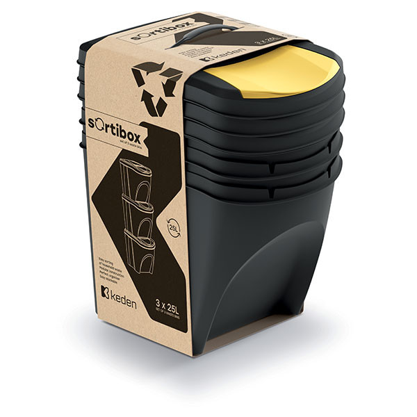 Zestaw koszy do segregacji śmieci 3x25l sorti box keden ikwb25s3-s411