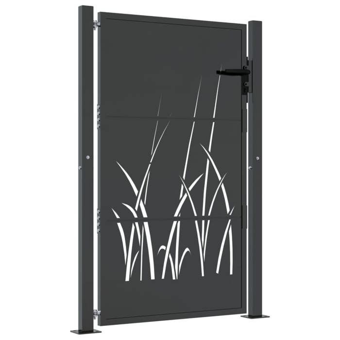 (SOLDE d'été) Portail de jardin/Porte d'Extérieure - JMS - anthracite 105x130cm acier ,conception d'herbe clôture4708
