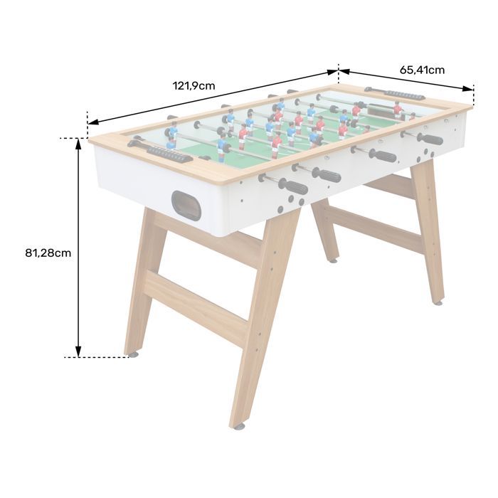 120 cm witte en houten tafelvoetbaltafel