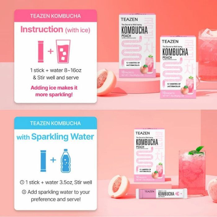 Pack Mensuel Kombucha pêche : 3 boites TEAZEN TZ-PKOPEHx3