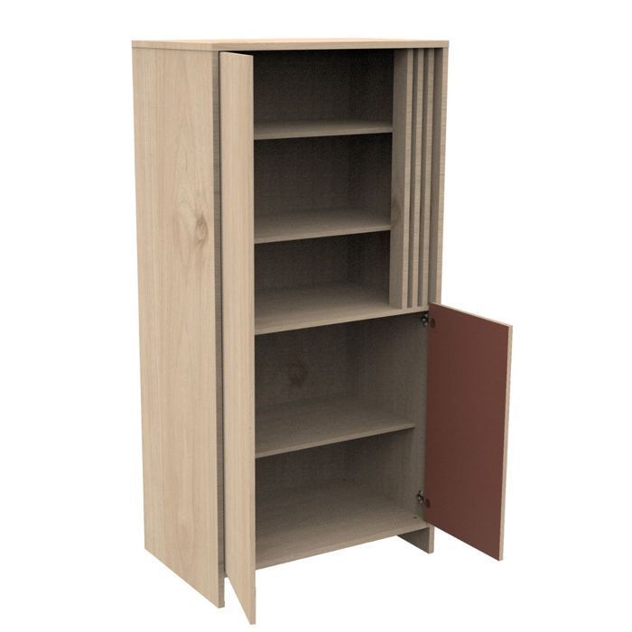 Armario de 2 puertas con 1 nicho y panel de madera con acabado en roble suave - TOKYO