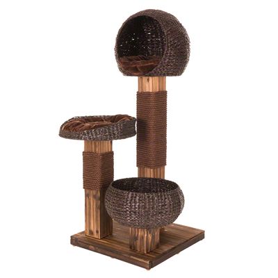 Albero per gatti in legno bruciato